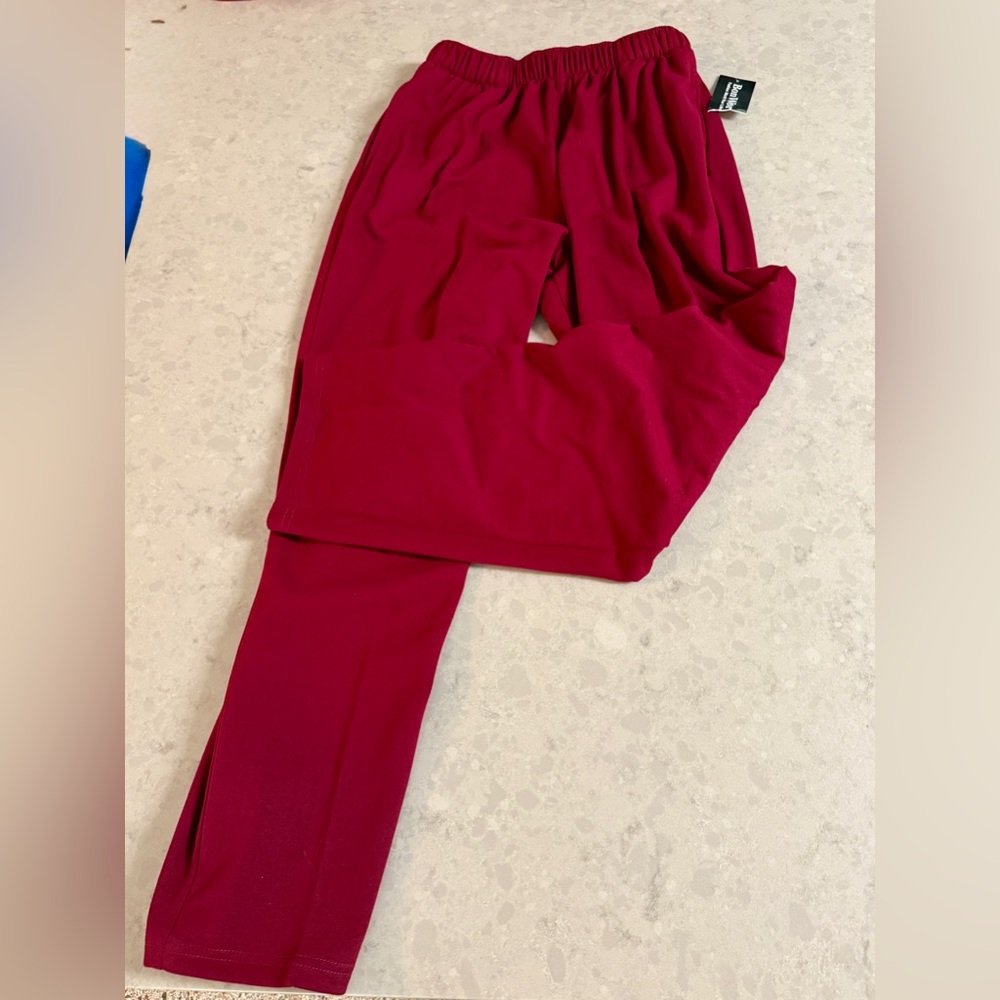 Bon Worth Women's Medium Burgundy Sweat Pants Elastic, Pockets NWT